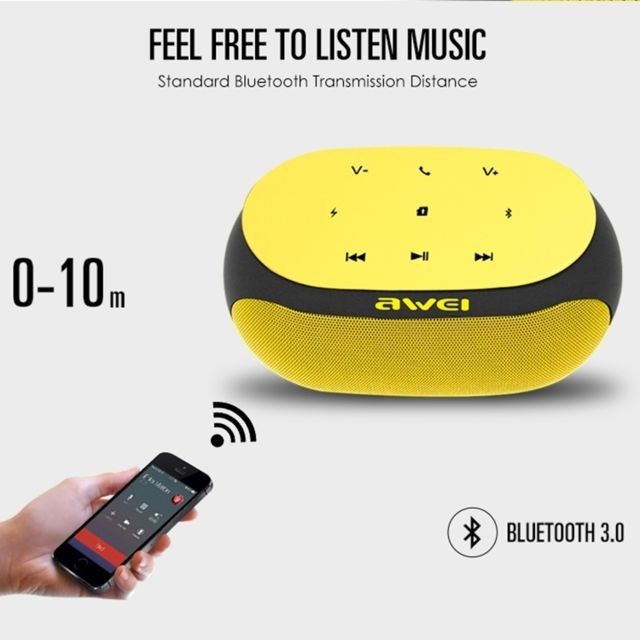 Enceintes Hifi Enceinte Bluetooth jaune haut-parleur sans fil avec boutons tactiles, support aux ligne et carte TF