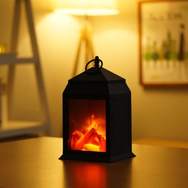 Generic - Lampe à flamme de cheminée créative à LED décoration de style nordique ornement de Noël - Noir - Décoration