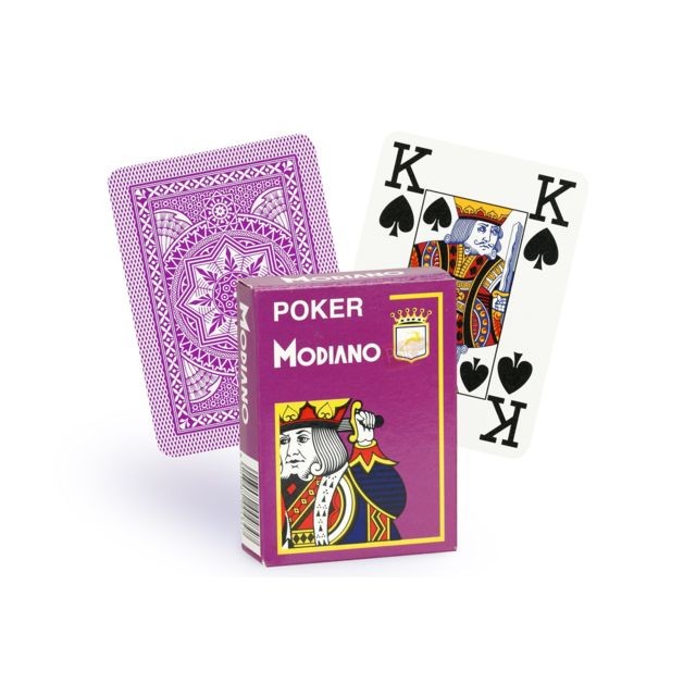 Modiano - Cartes Modiano 100% plastique 4 index (mauve) Modiano  - Carte poker plastique