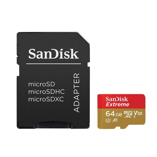 Sandisk - Carte mémoire Extrême Micro SDXC 64 Go + Adaptateur SD - SDSQXA2064G - Carte Micro SD 64 go