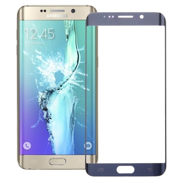 Protection écran tablette Wewoo Vitre bleu foncé pour Samsung Galaxy S6 Edge + / G928 Lentille extérieure en verre pièce détachée