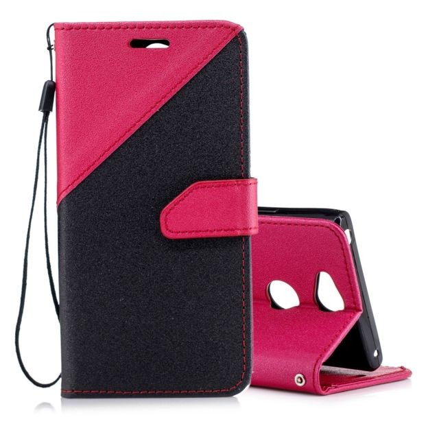 Wewoo - Housse Coque Pour Sony Xperia XA2 Couleur assortie Texture givrée Flip horizontal en cuir PU avec support et fentes cartes et lanière noir + rouge Wewoo  - Accessoire Smartphone