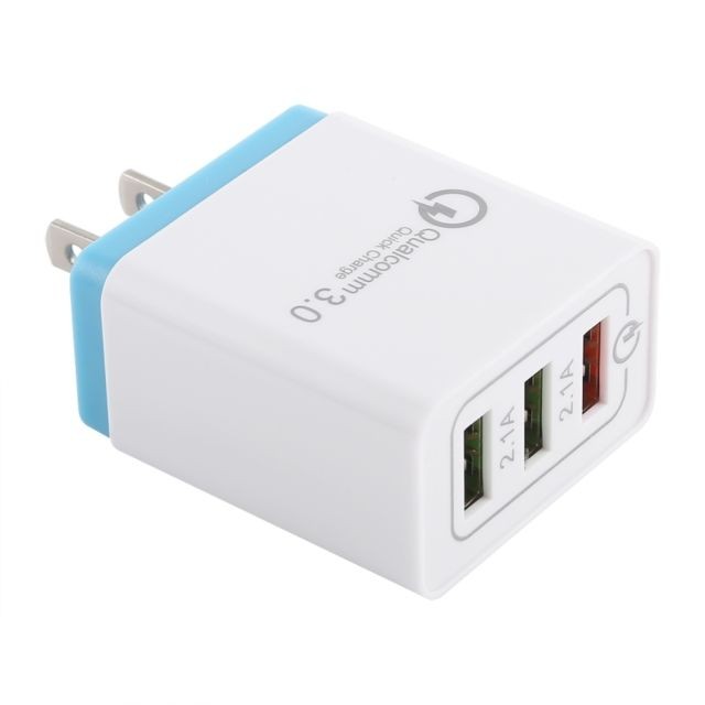 Wewoo - Chargeur 2.1A 3 ports USB rapide de voyage, prise américaine (bleue) Wewoo  - Chargeur secteur téléphone