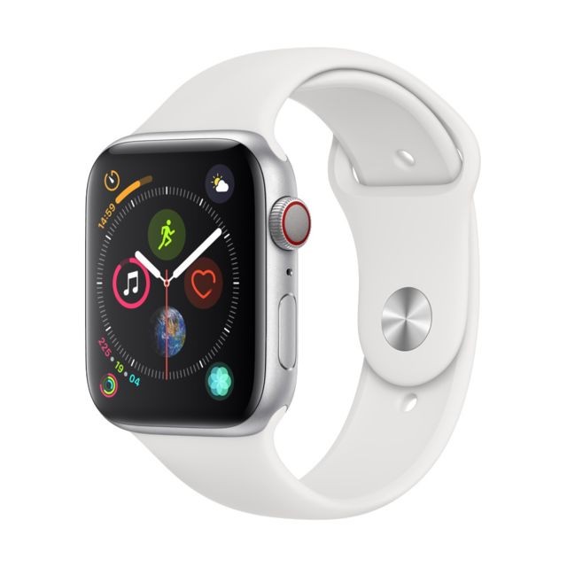 Apple - Watch Series 4 - 44 - Cellular - Alu Argent / Bracelet Sport Blanc - Occasions Apple Watch