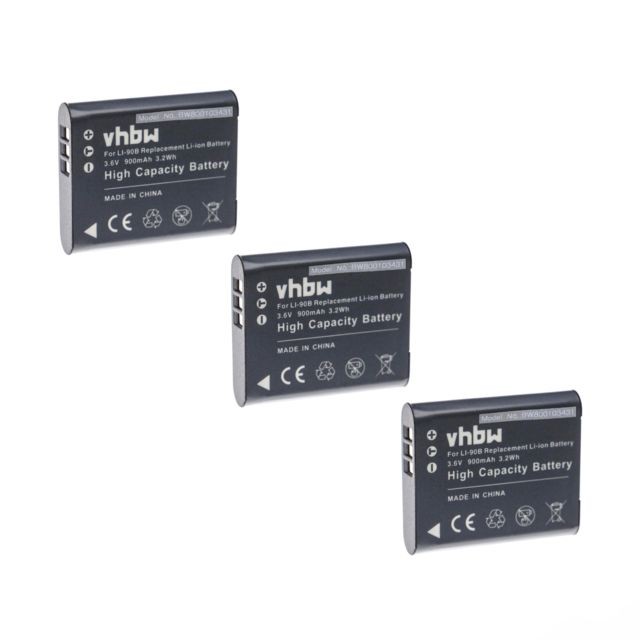 Vhbw - vhbw 3x Li-Ion batterie 900mAh (3.6V) pour caméra  Video Olympus Power Stylus SP-100, SP-100EE comme Li-90B, Li-92B. Vhbw  - Accessoire Photo et Vidéo