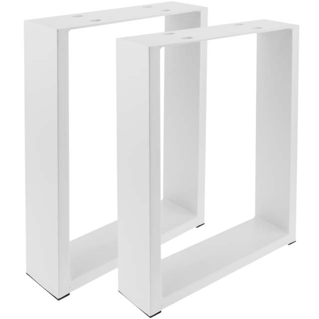 Primematik - Pieds rectangulaire de petite table et banc en acier blanc 300 x 80 x 430 mm 2-pack - Quincaillerie