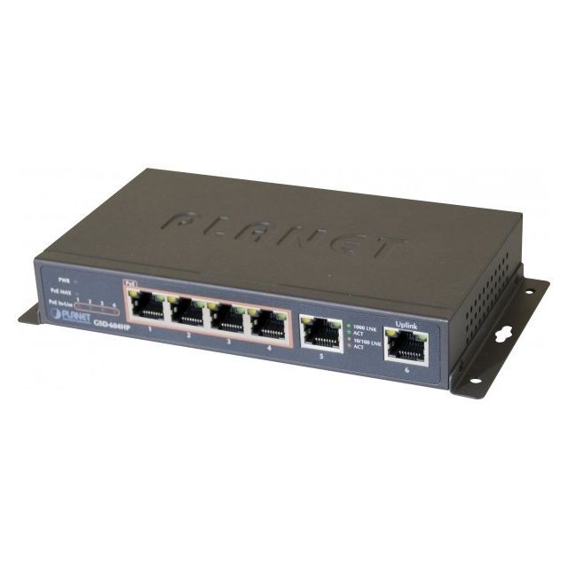 Planet Technology Corp - PLANET GSD-604HP Switch 6P Gigabit dont 4 PoE+ 55W - Planet Technology Corp