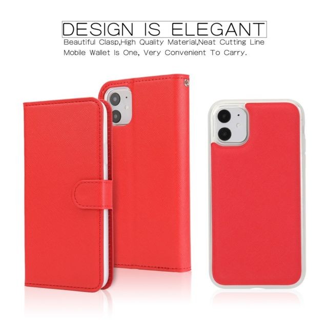 marque generique - Etui en PU + TPU élégant amovible rouge pour votre Apple iPhone 11 6.1 pouces marque generique  - Coque, étui smartphone