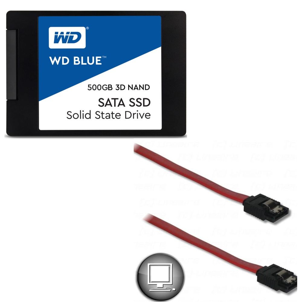 Western Digital WD BLUE 500 Go 2.5'' SATA III (6 Gb/s) + Cable SATA mâle / SATA mâle, 0m45